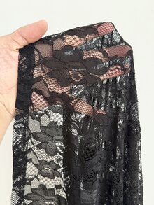 Sunspun Jaket Kasual Elegan Berenda Ukuran Besar untuk Musim Gugur/Dingin dengan Hem Asimetris dan Bagian Depan Terbuka - Hitam - View 8