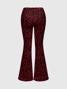 ROMWE Grunge Punk Dark Slogan Sexy Tank Top Camisole & Ruched Low Waist Flare Pants Women 2pcs Set - Red - View 8