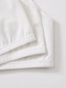 SHEIN Set 3 Potong Atasan Tank Top Kasual Rajut Warna Polos untuk Remaja Perempuan - Putih - View 2