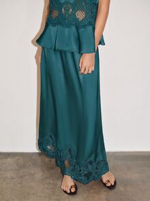 MOTF PREMIUM URBAN LACE PATCHWORK LONG SKIRT SPRING SUMMER - Teal Blue - View 5