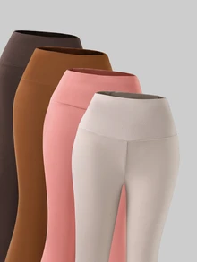 4-Piece Tween Girls Casual Autumn/Winter Everyday Full Length Leggings Soft Smooth Lightweight Comfy Fabric Bottoms - Multicolor - View 3