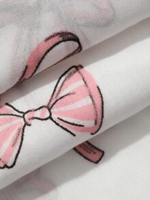 DAZY Women's Bow Print Front Tie Long Sleeve Top And Pants Pajama Set Fall - Pink - View 7