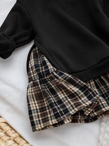 SHEIN 少女復古時尚百搭休閒日常穿著 秋冬款，適合外出、校園 - 黑色 - 查看 8