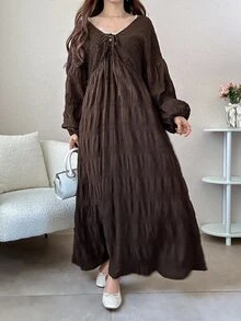 DAZY Women's Solid Color Casual Party Midi Dress - Brown - View 3