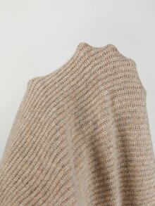 SHEIN Fall Winter Lapel Collar Button Front Knit Cardigan, Casual Loose Outerwear With Pockets - Camel - View 4
