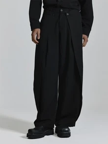 Musero Barrel Leg Tailored Pant With Double Side Wrap And Button Fastening Belt Loop Waistband Co Ord Trousers Only Autum Winter Essentials - Black - View 1