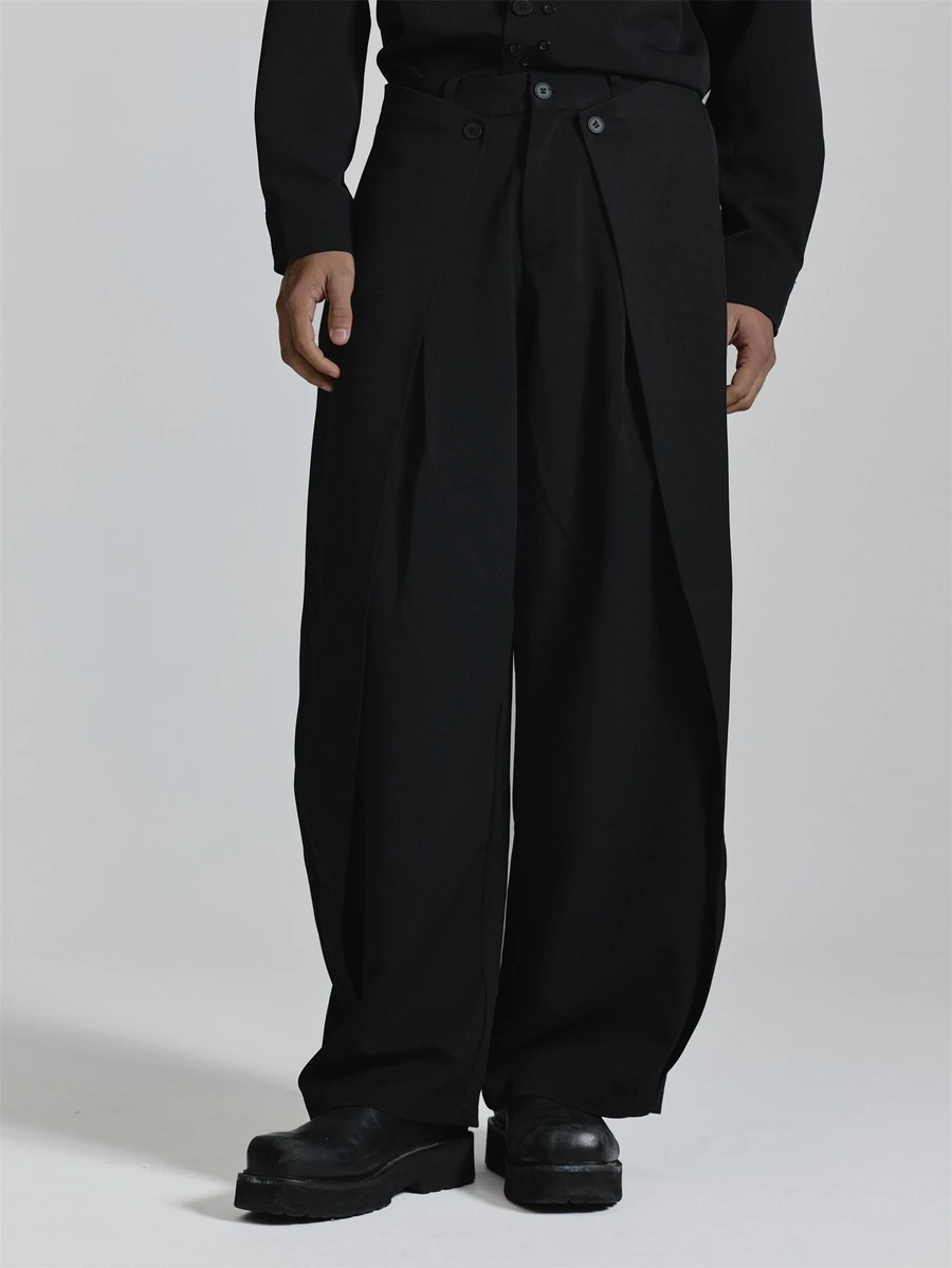 Musero Barrel Leg Tailored Pant With Double Side Wrap And Button Fastening Belt Loop Waistband Co Ord Trousers Only Autum Winter Essentials - Black - View 1