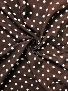 SHEIN Essnce Plus-Size Women's Spring And Autumn Fashion Casual Loose Comfortable Long-Sleeved Top And Wide-Leg Pants Brown Polka Dot Two-Piece Set,Fall Outfits - Brown - View 7