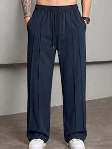 TONEVAULT New Men's Casual Sports Long Pants, Suitable For Autumn/Winter Outdoor Wear - Navy Blue - View 3
