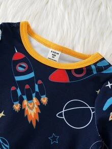 Boys' Car Print Long Sleeve Long Pants Snug Fit Loungewear - Multicolor - View 4