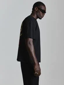 Musero Oversized Drop Shoulder Halloween Graphic Tshirt "Terror "Crew Neck Autum Winter Essentials - Black - View 4