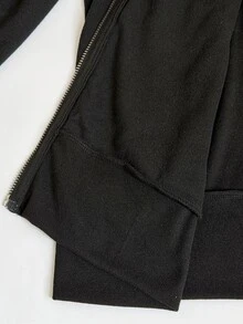 Sunspun Jaket Berkerudung Berresleting Motif Bordir Berkuda Wanita Ukuran Besar untuk Musim Gugur - Coklat - View 8