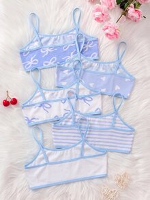 SHEIN Tween Girl Tween Girl Cute Minimalist Leopard Print & Heart Pattern Soft Skin-Friendly Children Student Puberty Underwear 5pcs -Piece Set Valentine's Day - Multicolor - View 2
