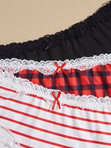 Lullawish Women's Plaid Lace Triangle Panties 3-Pack - Multicolor - View 5