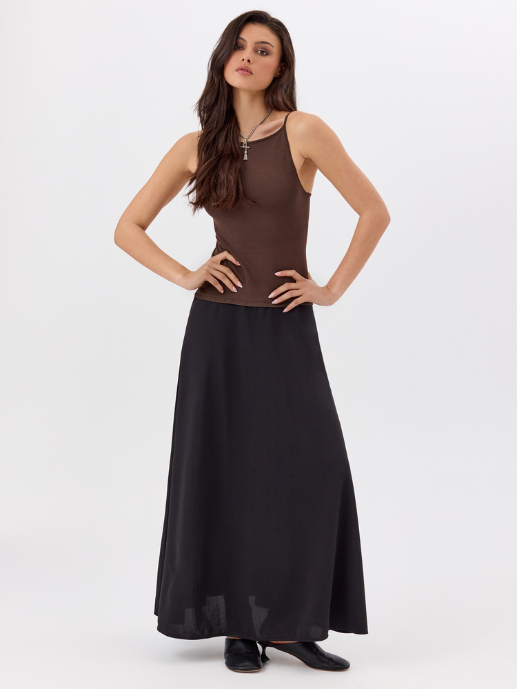 KÆRIA Hus Cami 細肩帶長洋裝 - 混紡針織 - 巧克力棕色 - 優雅、奢華、貼身、場合穿著 - 黑色 - 查看 1