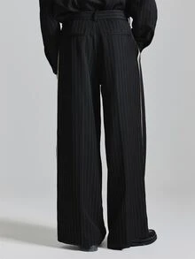 Musero Oversized Pleat Front Trosuers With Applique Side Stripe Co Ord Trosuers Only Autum Winter Essentials - Black - View 4