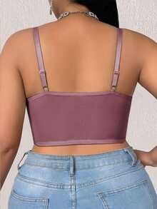 SHEIN 1件大尺碼女款純色舒適休閒內衣 - 棕色 - 查看 2
