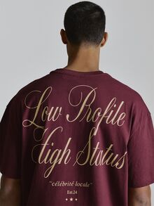 Musero Oversized Graphic Short Sleeve Tshirt Crewneck "Low Profile" Back Graphic Autum Winter Essentials - Purple - View 6