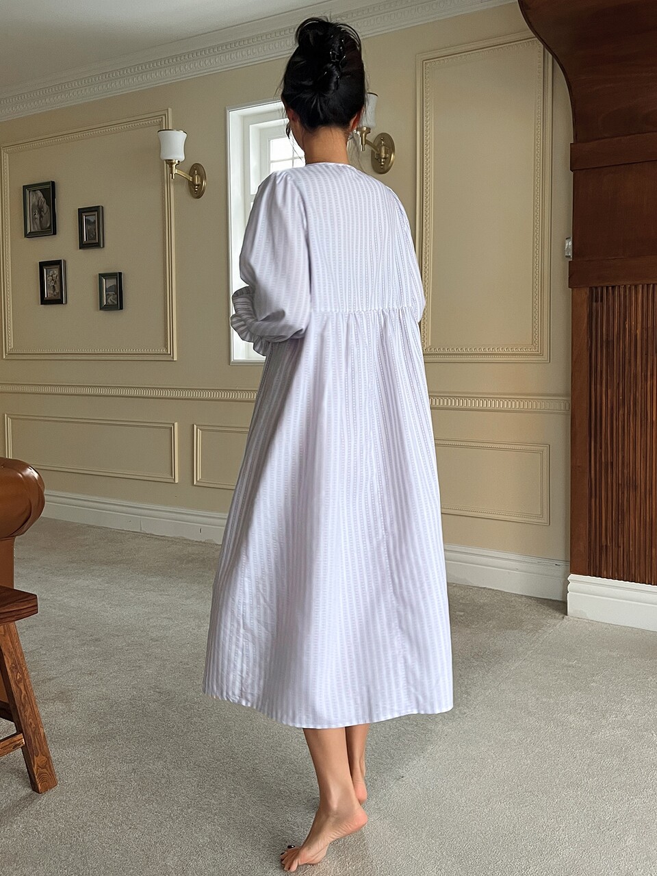 Women's Striped Casual Daily Home Sleep Dress Fall
