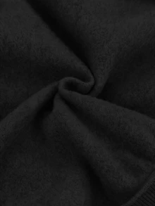 SHEIN 少女時尚極簡純色連帽拉鍊印字字母高腰秋冬連身褲 - 黑色 - 查看 4