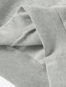 Flirla 大尺碼女款休閒南瓜刺繡圓領運動衫，秋冬風格 - 淺灰色 - 查看 3