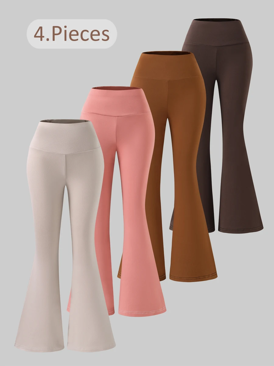 4-Piece Tween Girls Casual Autumn/Winter Everyday Full Length Leggings Soft Smooth Lightweight Comfy Fabric Bottoms - Multicolor - View 1