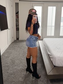Slaydiva تنورة جينز قصيرة مرصعة بالراين ستون مثيرة للمقاسات الكبيرة - الأزرق - مشاهدة 3