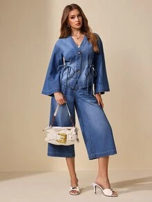 EMERY ROSE Women's Casual Versatile Denim Jacket For Daily Wear - Blue - View 1