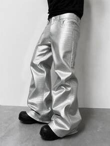 PAVTROS Men's Solid Color Casual Versatile Daily Wear Long Pants - Silver - View 1