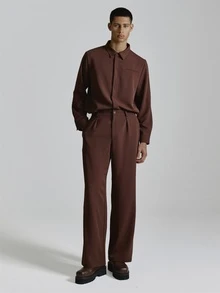 Musero Straight Leg Trouser Pleat Detail Side Pockets One Back Welt Pocket Co Ord Trousers Autum Winter Essentials - Red - View 1