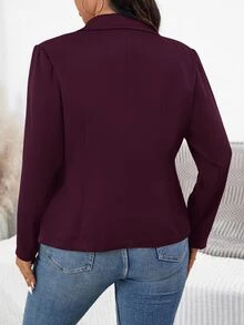 SHEIN Essnce 大尺碼優雅通勤西裝外套 - 中紫紅色 - 查看 2