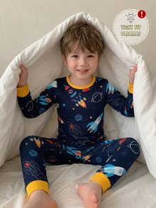 Boys' Car Print Long Sleeve Long Pants Snug Fit Loungewear - Multicolor - View 6