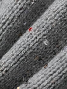 DAZY Solid Color Fitted Sequin High Neck Sleeveless Casual Sexy Holiday Spring/Autumn Knit Top For Women - Grey - View 8