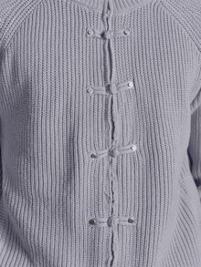 Musero Thick Funnel Neck Cardigan Fastening Detail Thumb Hole Autum Winter Essentials - Purple - View 6