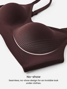 LUVLETTE Plus Chocolate Wireless Full Coverage Seamless Side Support Lounge Bra Bralette Bra No Show Underwear Workout Sports Sticky Basic SizeFreedom Bra - Chocolate Brown - View 7