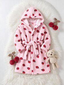 Cozy Pixies 少女心愛心圖案保暖內裡加厚絨毛連帽抽繩長袖家居休閒服 秋季睡衣 粉色可愛 - 彩色 - 查看 10