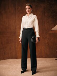 MOTF PREMIUM FASHION SLIM FIT VERSATILE COMMUTER WOMEN'S SUIT PANTS - Black - View 1