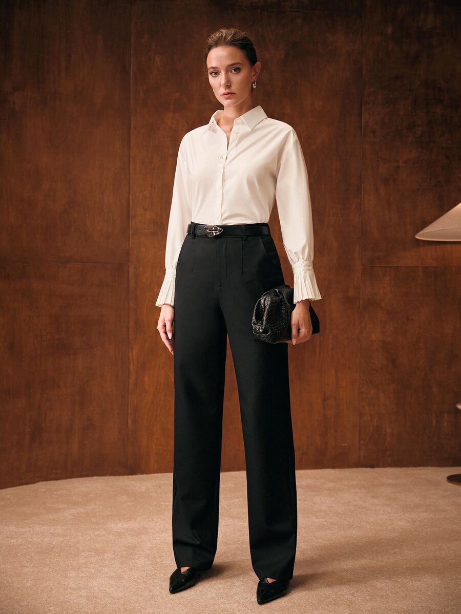 MOTF PREMIUM FASHION SLIM FIT VERSATILE COMMUTER WOMEN'S SUIT PANTS - Black - View 1