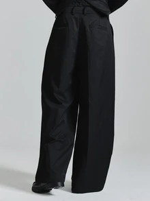 Musero Pleat Front Baggy Flip Metal Clip Fastening Suit Trouser Side And Back Pockets Co Ord Trousers Only Autum Winter Essentials - Black - View 4