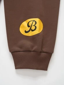 Betty Boop x SHEIN Men's Letter & Cartoon Print Casual Daily Long Sleeve Sweatshirt - Coffee Brown - View 6