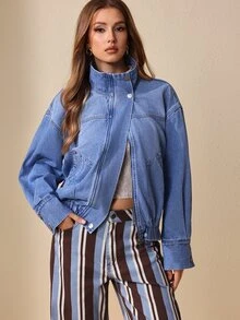 Selenza Women's Casual Versatile Everyday Long Sleeve Denim Jacket - Blue - View 5