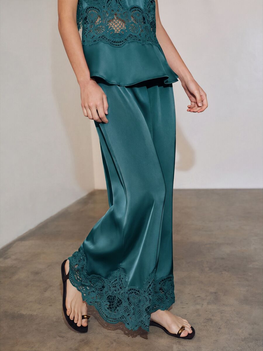 MOTF PREMIUM URBAN LACE PATCHWORK LONG SKIRT SPRING SUMMER - Teal Blue - View 1