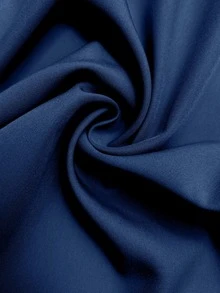 EMERY ROSE Women's Plus Size Autumn/Winter French Style Solid Color V-Neck Waist-Cinching Long Sleeve A-Line Dress, Suitable For Outings, Daily Wear, Elegant Commuting - Navy Blue - View 5