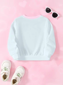 THE POWERPUFF GIRLS X SHEIN Baby Girl Letter Cartoon Print Crew Neck Long Sleeve Casual Sweatshirt - White - View 2
