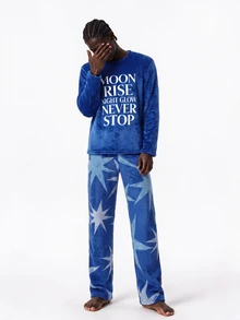 Rest Era Winter Fleece Men's Loungewear Set (Classic Basic Fit, Comfortable And Soft For Home) - Multicolor - View 3
