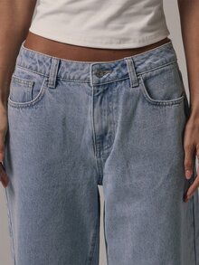 MUSERA Mid Rise Loose Fitted Mid Rise Turned Up Hem Denim Jeans Summer Daily Eveyday Core Denim Travel Light Blue Streetwear Casual - Baby Blue - View 3
