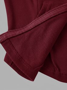 SHEIN 青少年女孩 2 件組粉色連帽上衣與長褲套裝，休閒百搭，適合春季與秋季日常穿著 - 酒紅色 - 查看 6