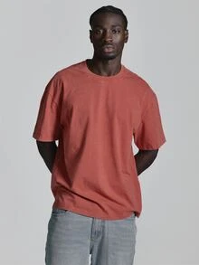 Musero Overzised Drop Shoulder Tshirt Washed Base Crew Neckline Autum Winter Essentials - Pink - View 1