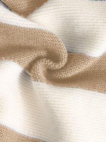 SHEIN 新生兒男嬰女嬰秋冬款可愛拼色卡通圖案 Polo 領長袖連身衣連身套裝 條紋毛衣連身衣 嬰兒毛衣連身衣 可愛毛衣連身衣 - 卡其色 - 查看 10
