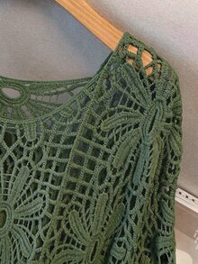 GlowEve CURVE 大尺碼女款度假刺繡鏤空套頭毛衣海灘風 - 薄荷綠 - 查看 5